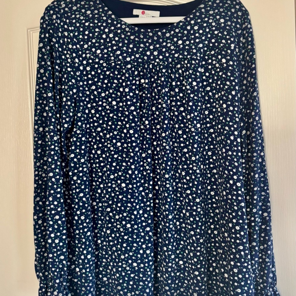 Boden Navy and White Striped Top